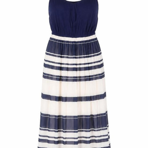 Warehouse Women Blue Striped Midi Slip Dress Size 6