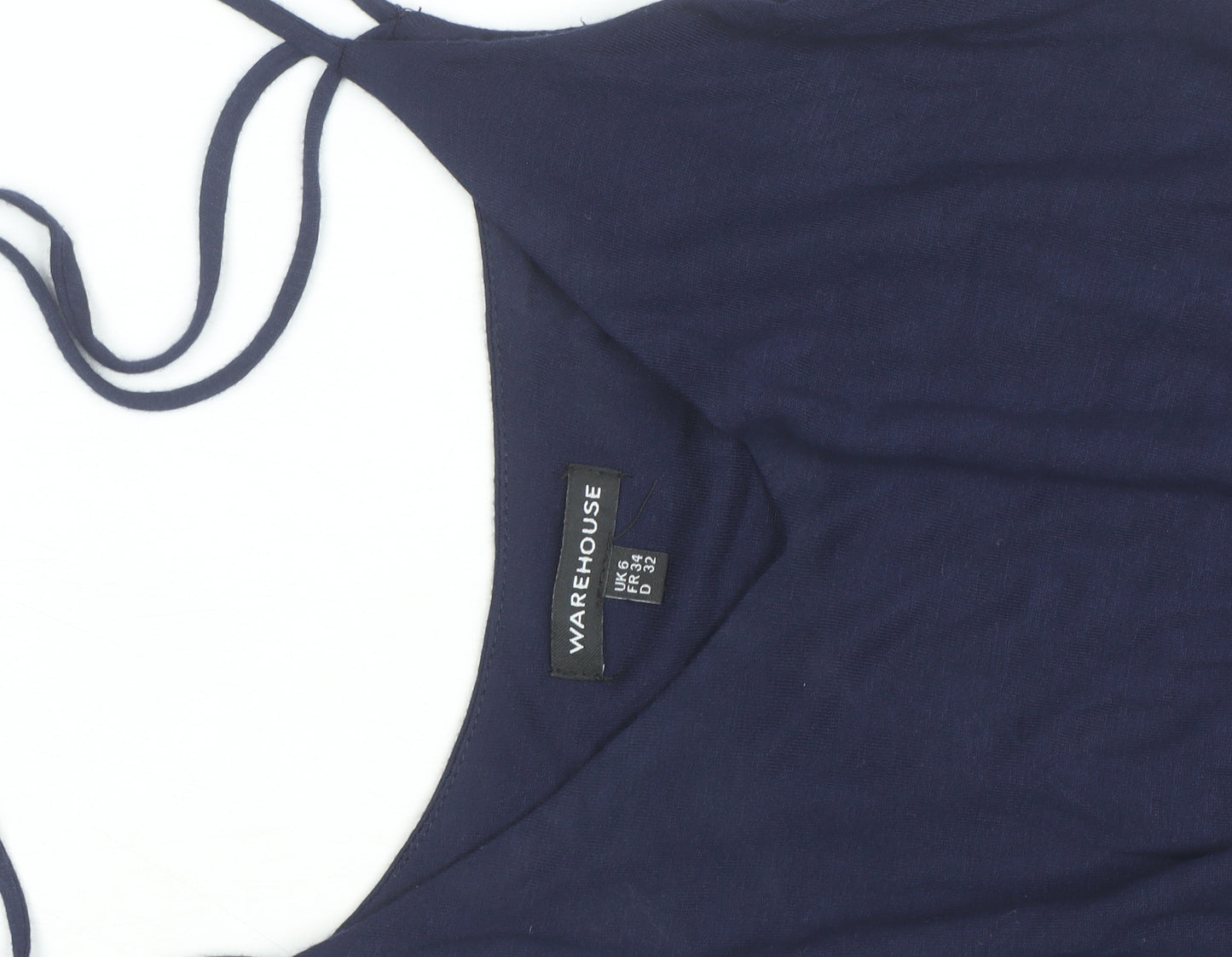 Warehouse Women Blue Striped Midi Slip Dress Size 6