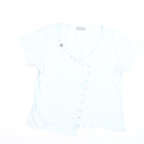 Marks and Spencer Women’s Blue V-Neck Button T-Shirt Size 18