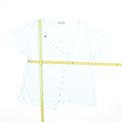 Marks and Spencer Women’s Blue V-Neck Button T-Shirt Size 18