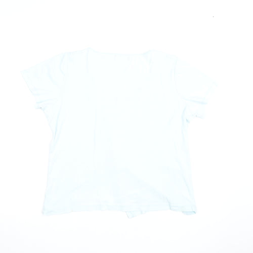 Marks and Spencer Women’s Blue V-Neck Button T-Shirt Size 18
