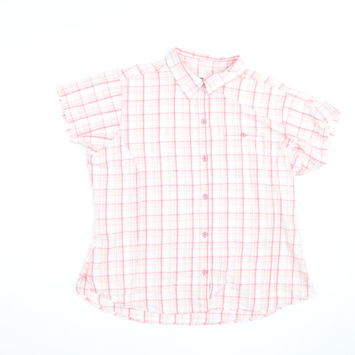 Regatta Women's Pink Check Cotton Short Sleeve Button-Up Shirt Size 20