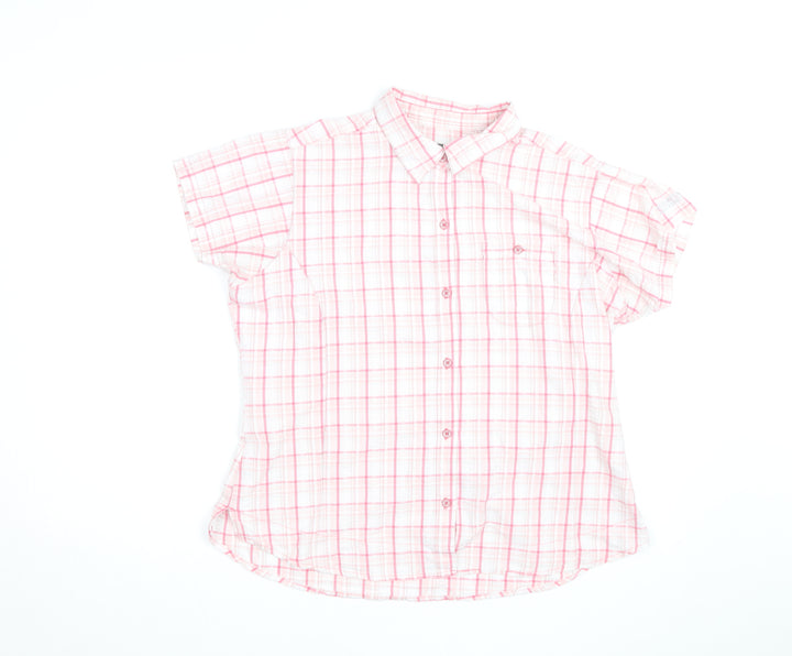 Regatta Women's Pink Check Cotton Short Sleeve Button-Up Shirt Size 20