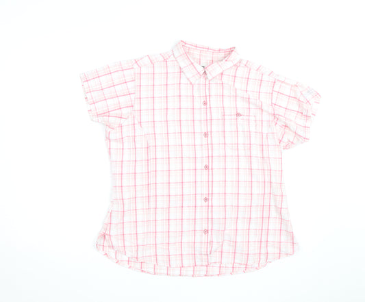 Regatta Women's Pink Check Cotton Short Sleeve Button-Up Shirt Size 20