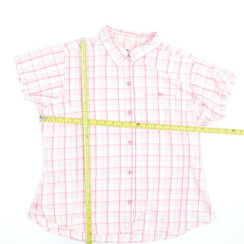 Regatta Women's Pink Check Cotton Short Sleeve Button-Up Shirt Size 20