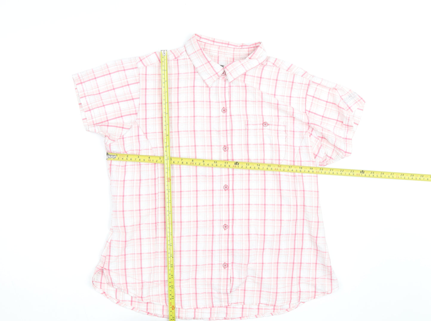 Regatta Women's Pink Check Cotton Short Sleeve Button-Up Shirt Size 20