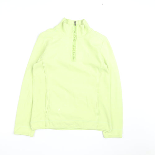 Fat Face Women's Green 1/4 Zip Pullover Sweatshirt Size 10 Fleece Cotton Blend