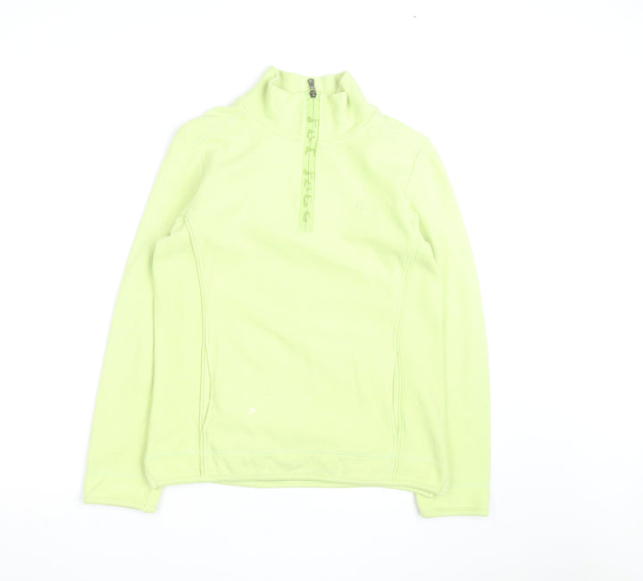 Fat Face Women's Green 1/4 Zip Pullover Sweatshirt Size 10 Fleece Cotton Blend