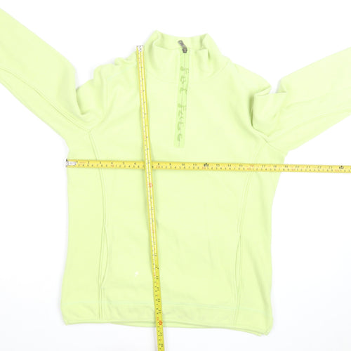 Fat Face Women's Green 1/4 Zip Pullover Sweatshirt Size 10 Fleece Cotton Blend