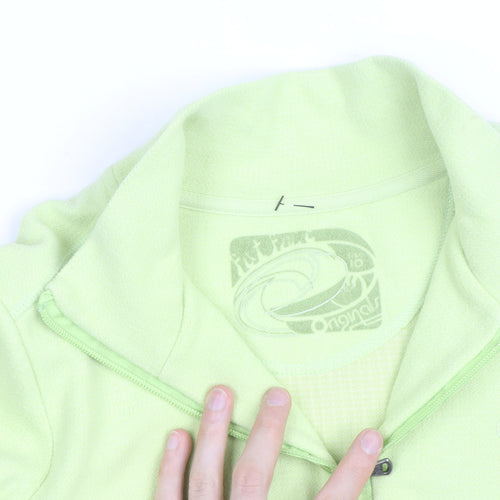 Fat Face Women's Green 1/4 Zip Pullover Sweatshirt Size 10 Fleece Cotton Blend