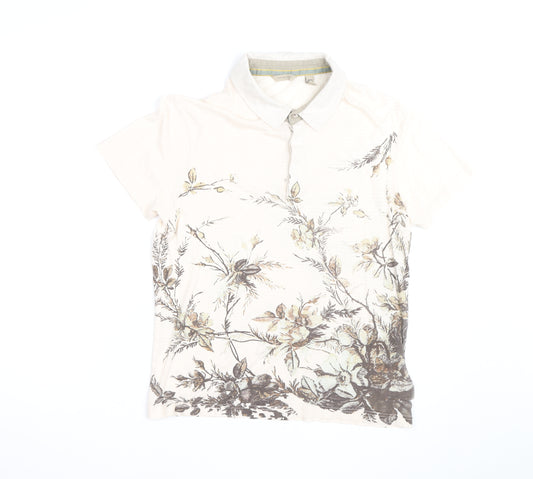 Ted Baker Women’s Beige Floral Polo Cotton Shirt Size 12