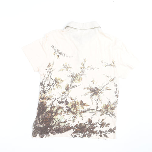 Ted Baker Women’s Beige Floral Polo Cotton Shirt Size 12