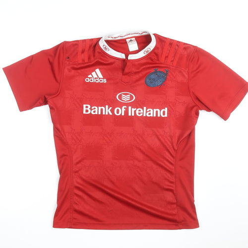 Adidas Men's Red Rugby Jersey Top Size L Athletic Fit