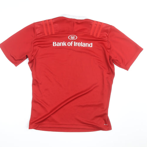 Adidas Men's Red Rugby Jersey Top Size L Athletic Fit