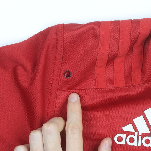 Adidas Men's Red Rugby Jersey Top Size L Athletic Fit