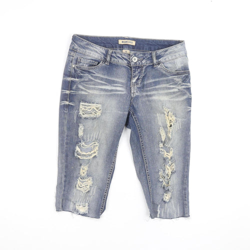 Blue Spice Womens Blue Distressed Denim Bermuda Shorts Size XS