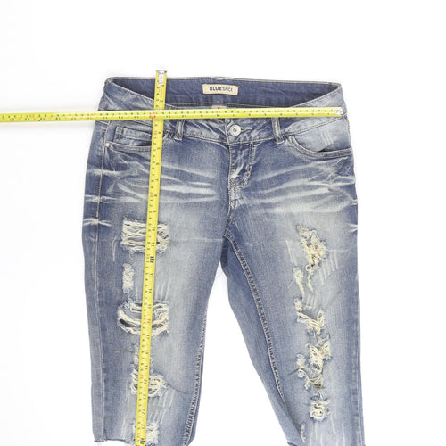 Blue Spice Womens Blue Distressed Denim Bermuda Shorts Size XS