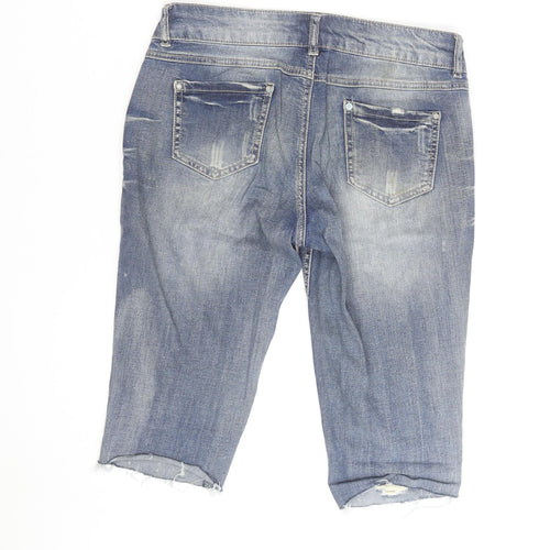 Blue Spice Womens Blue Distressed Denim Bermuda Shorts Size XS