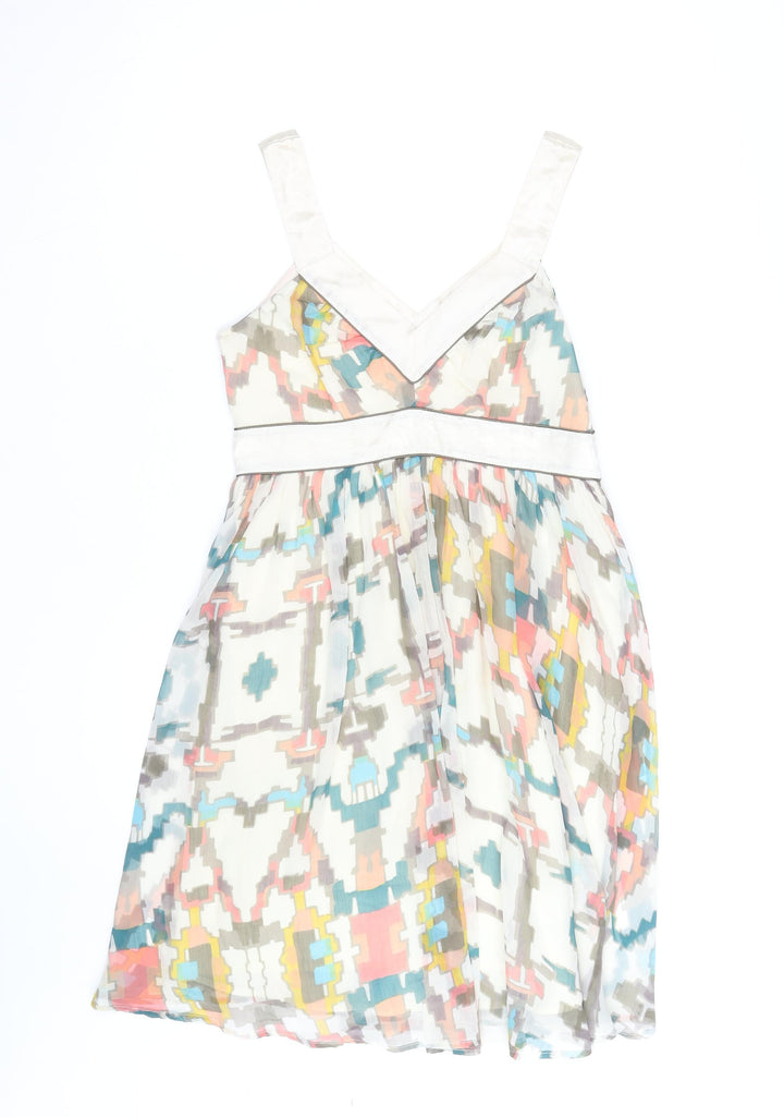 French Connection Women's Multicoloured Silk A-Line Dress Size 12