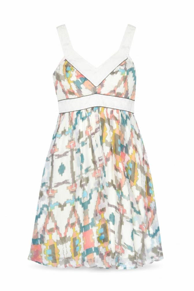 French Connection Women's Multicoloured Silk A-Line Dress Size 12