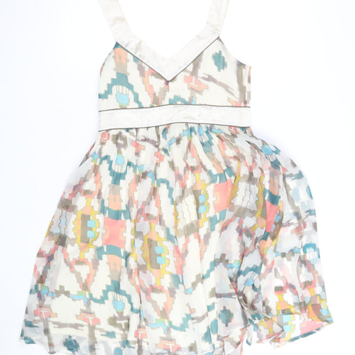 French Connection Women's Multicoloured Silk A-Line Dress Size 12
