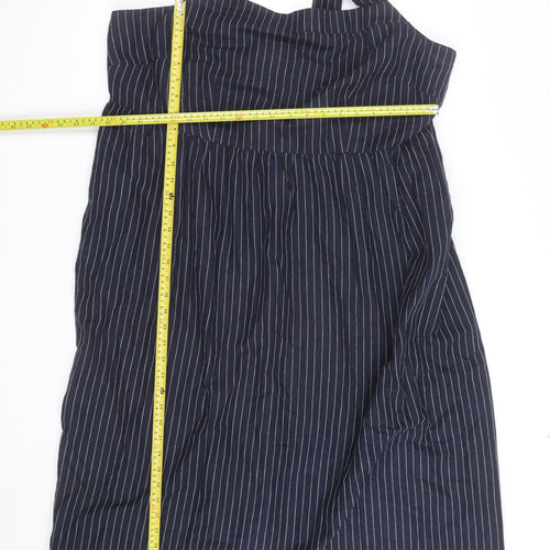 Marks and Spencer Women Blue Striped Halter Cotton A-Line Dress Size 20