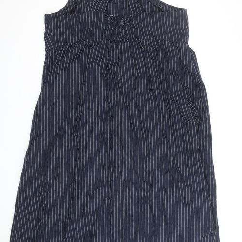 Marks and Spencer Women Blue Striped Halter Cotton A-Line Dress Size 20