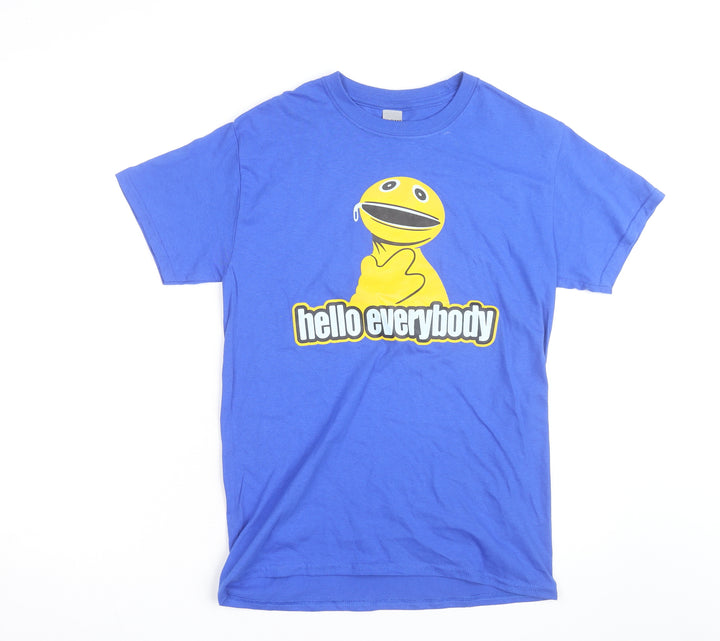 Gildan Men's Blue Zippy 'Hello Everybody' Graphic T-Shirt Size S