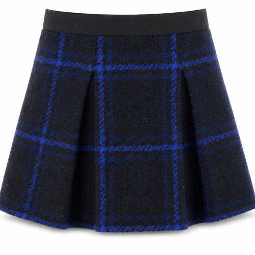 Ted Baker Womens Blue Check Wool Blend A-Line Short Skirt Size 8