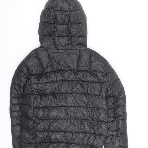 Nicce Men's Black Hooded Puffer Jacket Size L Regular Fit