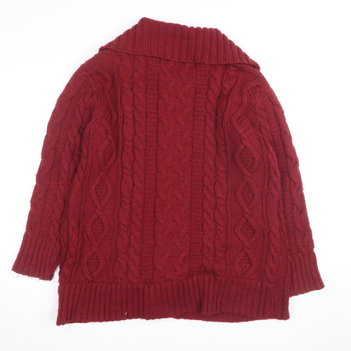 David Emanuel Women's Red Cable-Knit Cardigan Size 20 Acrylic Wool Blend