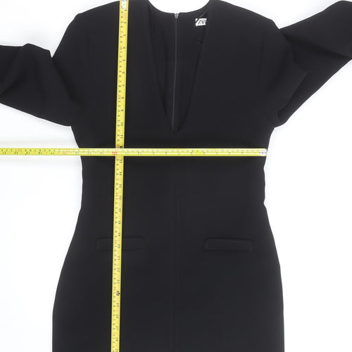 Zara Women's Black Long Sleeve V-Neck Tunic Blouse Size M