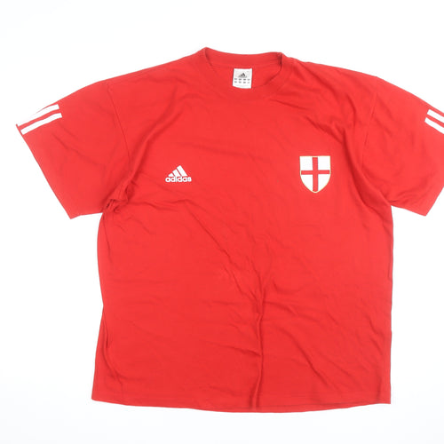 Adidas Mens Red England Logo XL Short Sleeve Sports T-Shirt