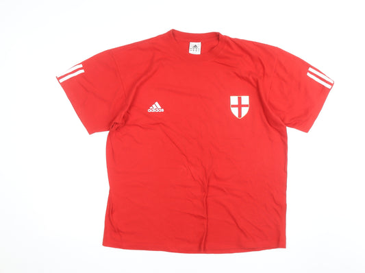 Adidas Mens Red England Logo XL Short Sleeve Sports T-Shirt