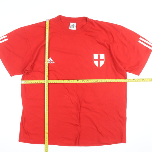 Adidas Mens Red England Logo XL Short Sleeve Sports T-Shirt