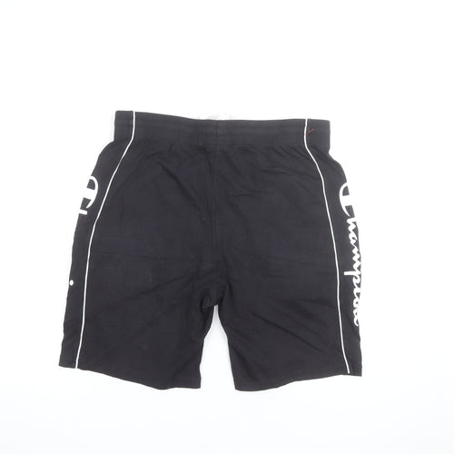 Champion Men's Black Large Sweat Shorts with Logo Trim