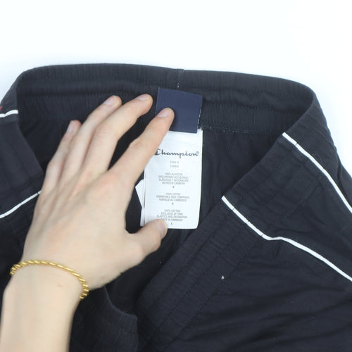 Champion Men's Black Large Sweat Shorts with Logo Trim