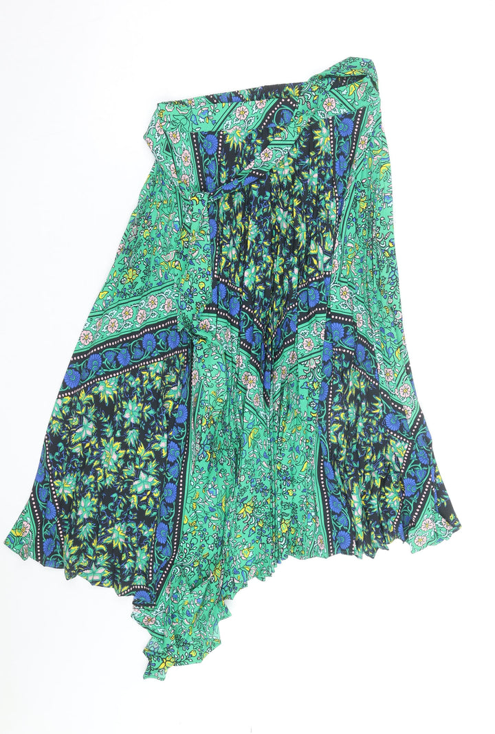 Topshop Women's Multicoloured Asymmetric Floral Midi Skirt Size 18
