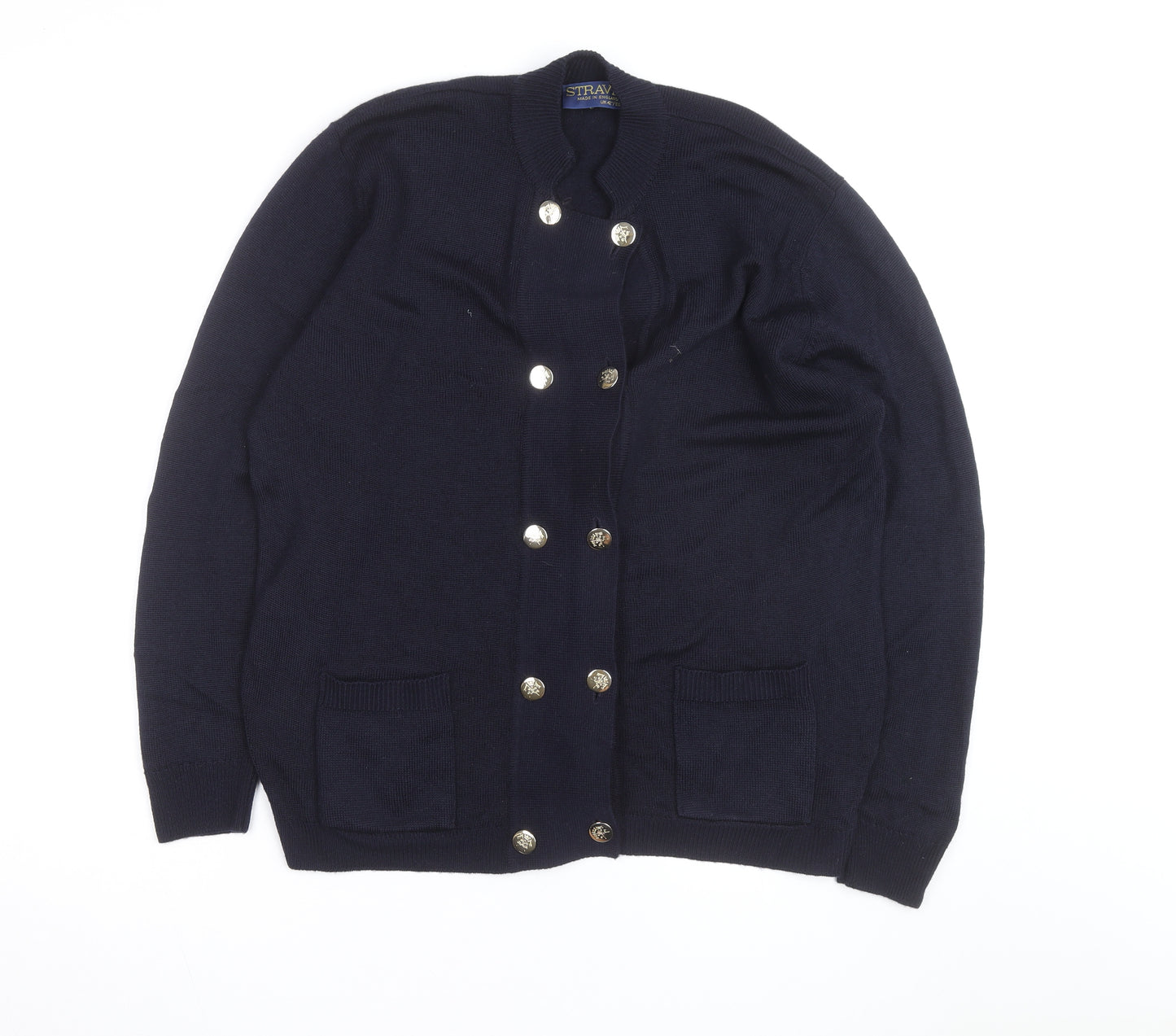 Straven Men's Blue Wool Cardigan L Classic Heavyweight Knit