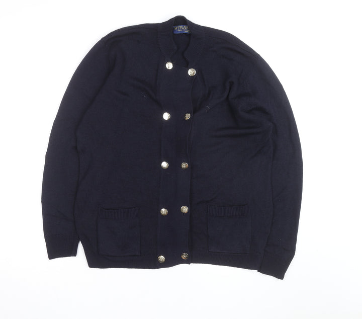Straven Men's Blue Wool Cardigan L Classic Heavyweight Knit