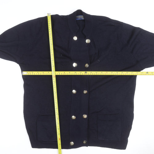 Straven Men's Blue Wool Cardigan L Classic Heavyweight Knit