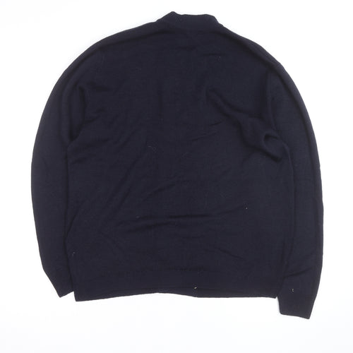 Straven Men's Blue Wool Cardigan L Classic Heavyweight Knit