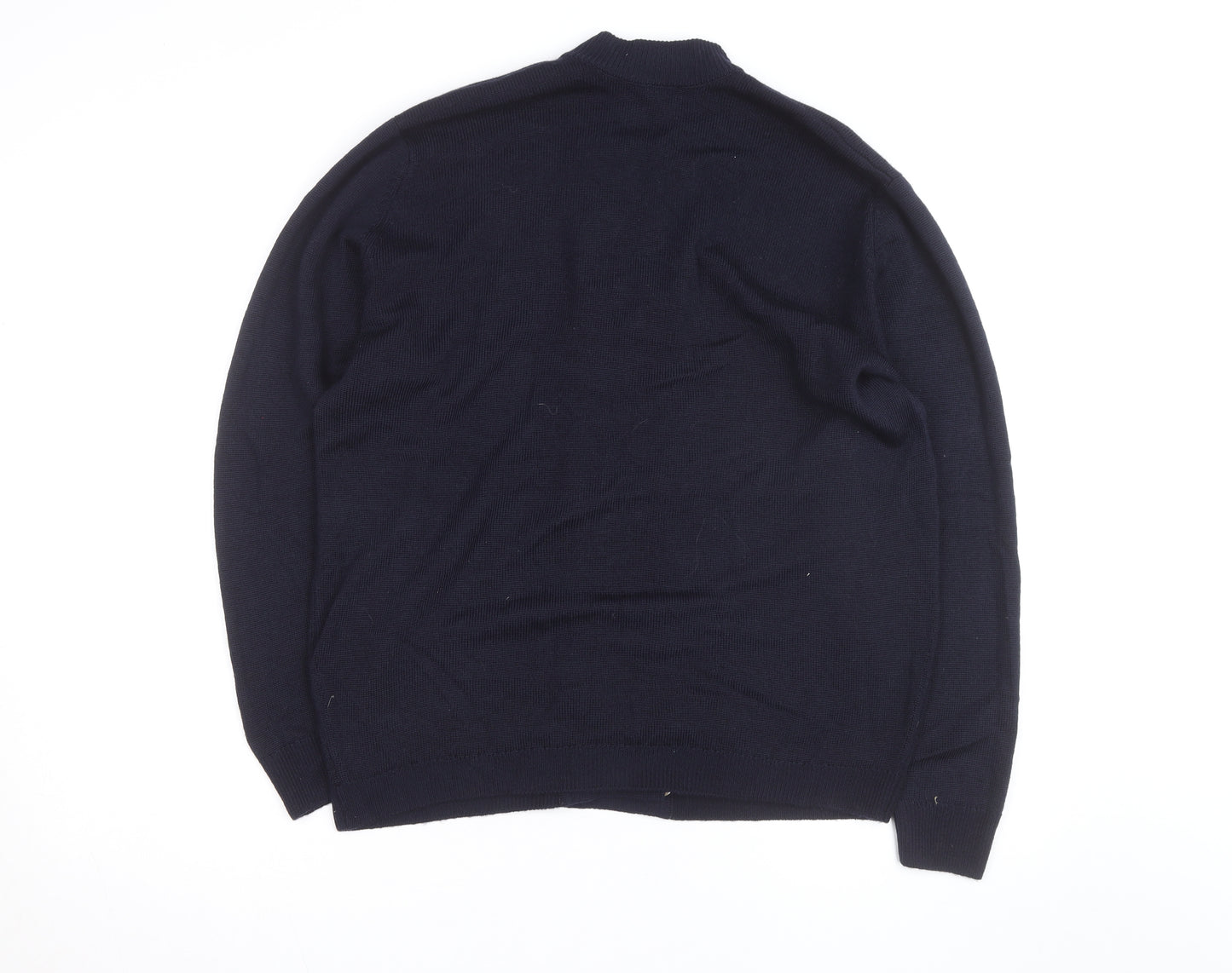 Straven Men's Blue Wool Cardigan L Classic Heavyweight Knit