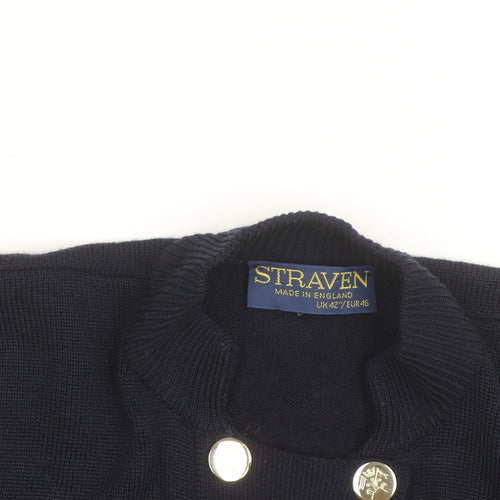 Straven Men's Blue Wool Cardigan L Classic Heavyweight Knit