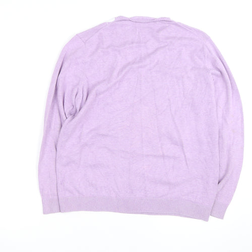Marco Pecci Men’s Purple Argyle V-Neck Cotton Jumper M