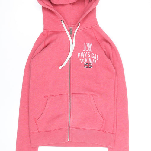 Jack Wills Womens Pink Full Zip Hoodie UK 8 Casual Lined Sweatshirt