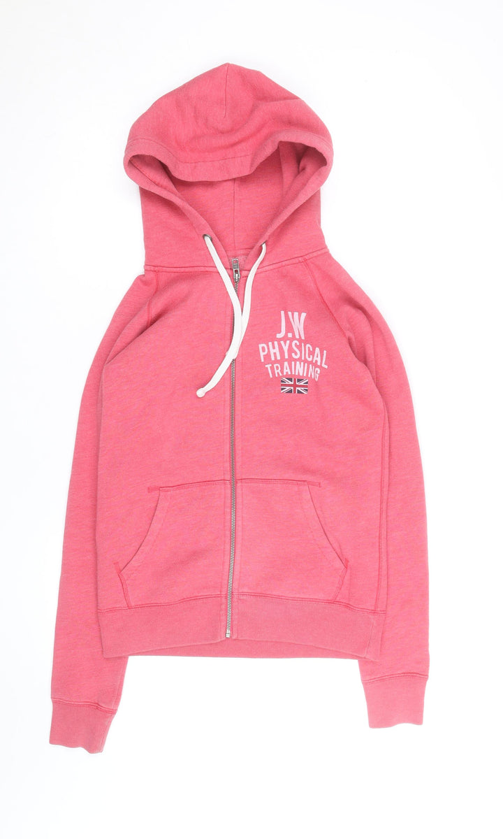 Jack Wills Womens Pink Full Zip Hoodie UK 8 Casual Lined Sweatshirt