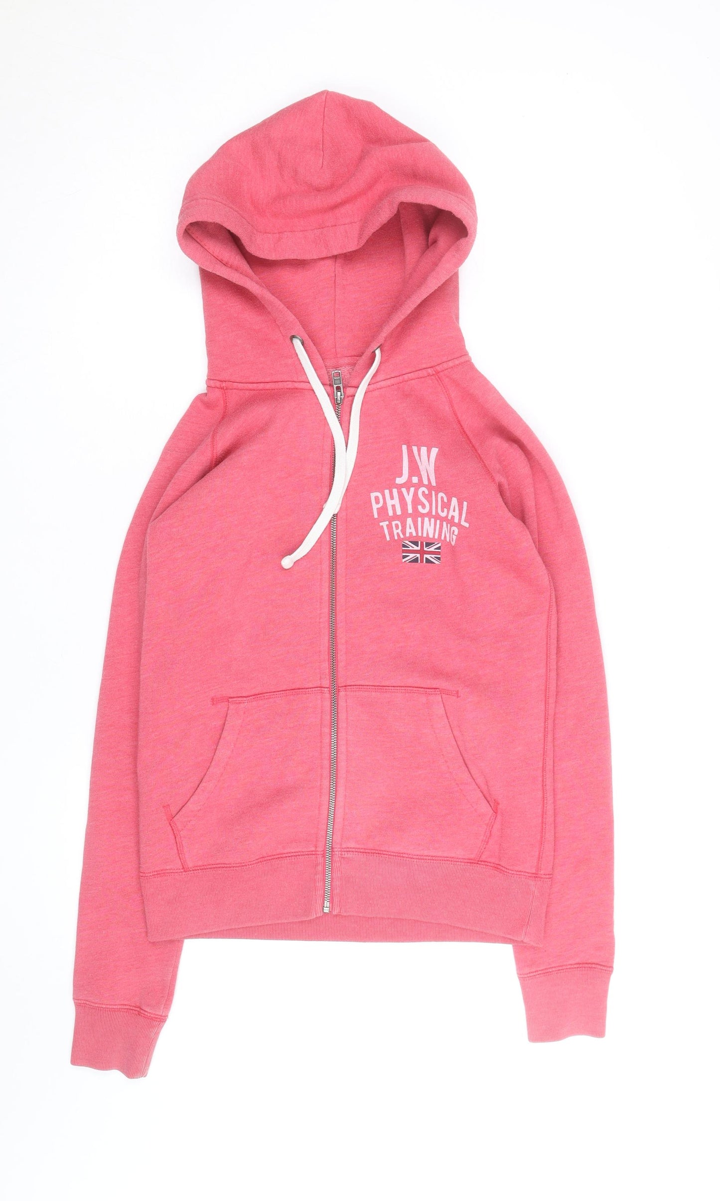 Jack Wills Womens Pink Full Zip Hoodie UK 8 Casual Lined Sweatshirt
