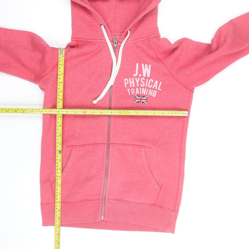 Jack Wills Womens Pink Full Zip Hoodie UK 8 Casual Lined Sweatshirt