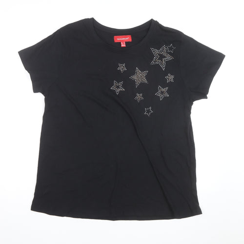 Paramour Women's Black Cotton Star Beaded Short Sleeve T-Shirt Size 14